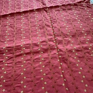 Source Unknown Burgundy and Gold Patterned Fabric Remnant